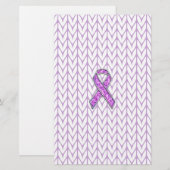 Chrome Style Crystal Pink Ribbon Awareness Knit Briefpapier (Voorkant / Achterkant)