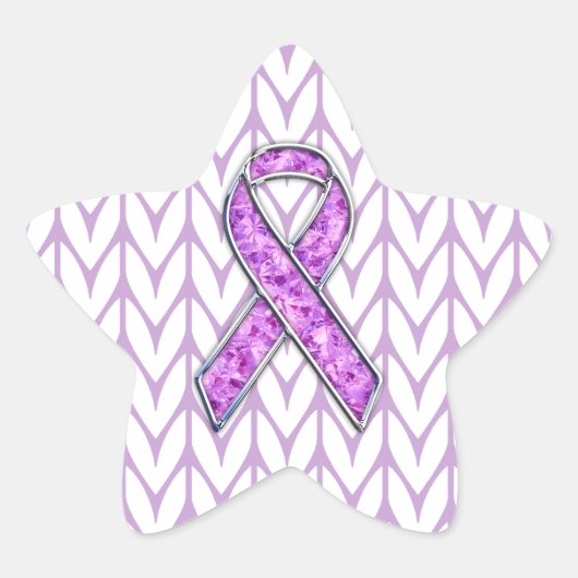 Chrome Style Crystal Pink Ribbon Awareness Knit Ster Sticker (Voorkant)
