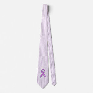 Chrome Style Crystal Pink Ribbon Awareness Knit Stropdas