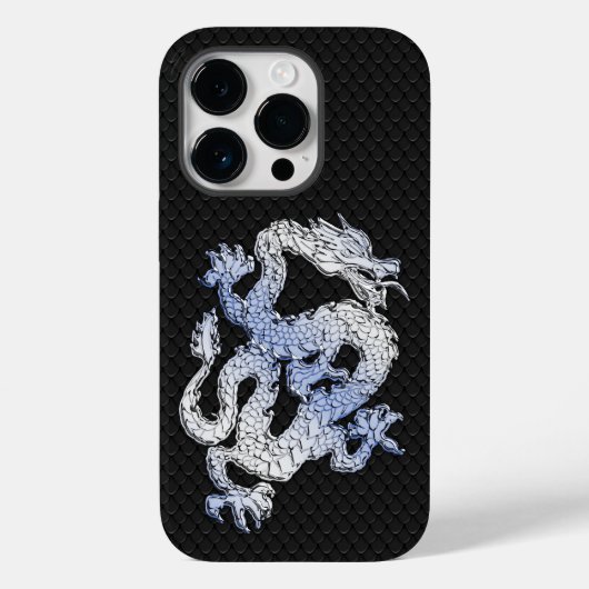 Chrome Style Dragon op zwarte slangenhuid Case-Mate iPhone Case (Achterkant)