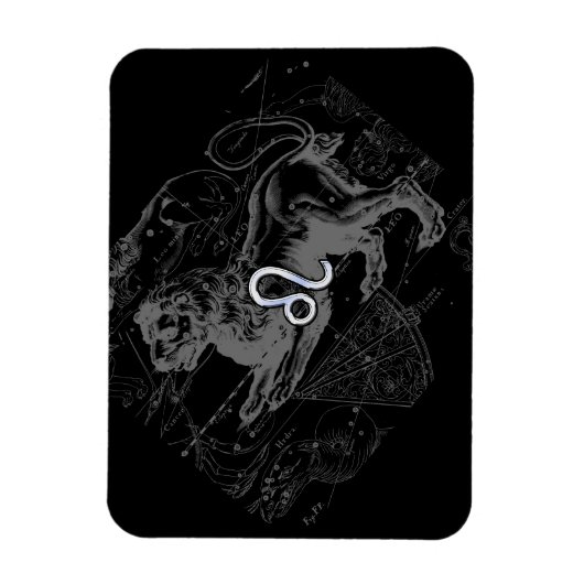 Chrome Style Leo Zodiac Map Hevelius 1690 Magneet (Verticaal)