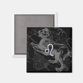 Chrome Style Leo Zodiac Sign on Hevelius Magneet (Voorkant / Achterkant)