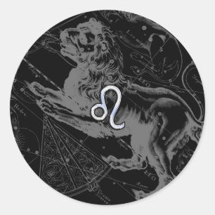 Chrome Style Leo Zodiac Sign on Hevelius Ronde Sticker