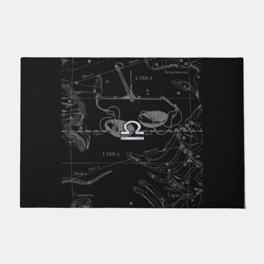 Chrome Style Libra Zodiac Sign on Hevelius Deurmat (Voorkant)