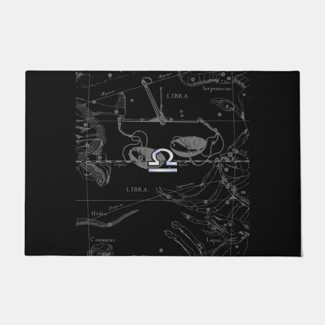 Chrome Style Libra Zodiac Sign on Hevelius Deurmat (Voorkant)