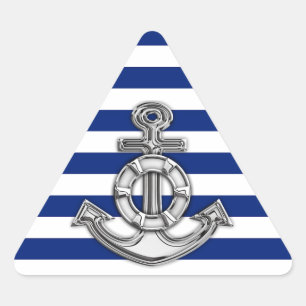 Chrome Style Lifesaver op Nautical Stripes Driehoek Sticker