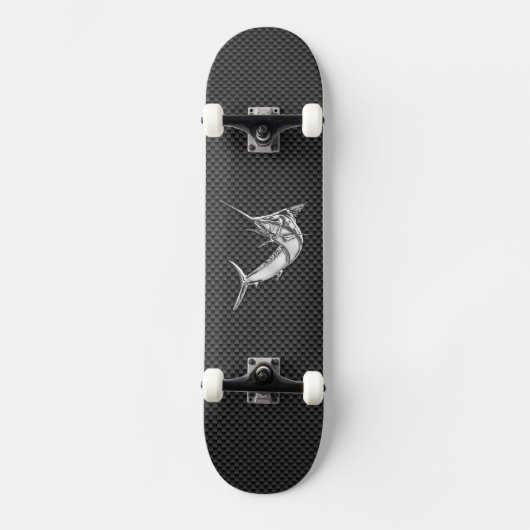 Chrome Style Marlin op koolstofvezel Skateboard (Voorkant)