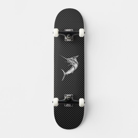 Chrome Style Marlin op koolstofvezel Skateboard (Voorkant)