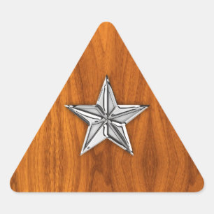 Chrome Style Nautical Star op Teak Veneer Driehoek Sticker