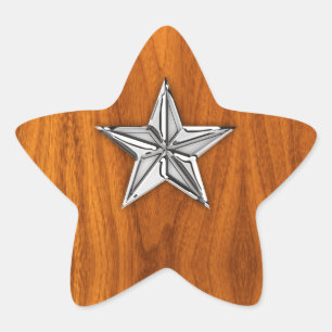 Chrome Style Nautical Star op Teak Veneer Ster Sticker