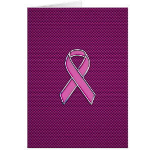 Chrome Style Pink Ribbon Awareness Carbon Fibre