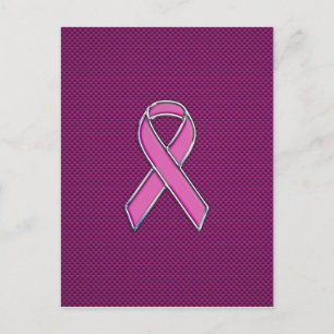 Chrome Style Pink Ribbon Awareness Carbon Fibre Briefkaart
