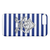 Chrome Style Pirate op Nautical Stripes Case-Mate iPhone Case (Achterkant (Horizontaal))