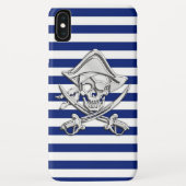 Chrome Style Pirate op Nautical Stripes Case-Mate iPhone Case (Achterkant)