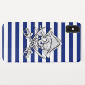 Chrome Style Pirate op Nautical Stripes Case-Mate iPhone Case (Achterkant (horizontaal))