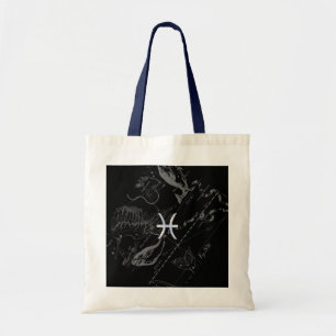 Chrome Style Pisces Zodiac Sign on Hevelius Tote Bag