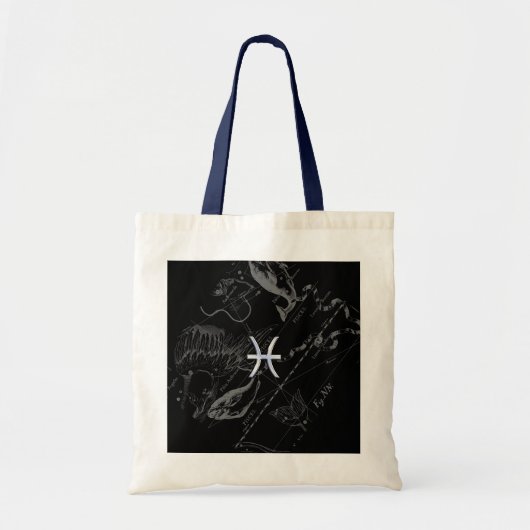 Chrome Style Pisces Zodiac Sign on Hevelius Tote Bag (Voorkant)