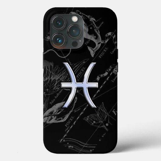 Chrome Style Pisces Zodiac Symbol op Hevelius Case-Mate iPhone Case (Achterkant)