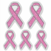 Chrome Style Print Pink Ribbon Awareness Sticker (Voorkant)