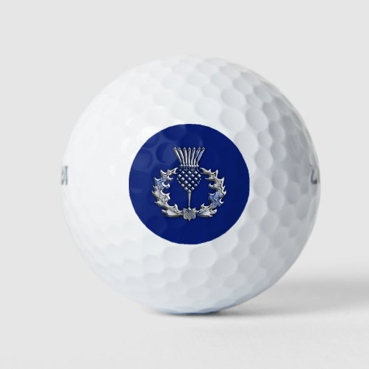 Chrome Style Print Scottish Thistle Golfballen (Voorkant)