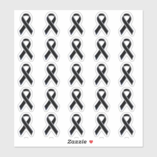 Chrome Style Print Zwart Lint Bewustzijn Sticker (Vel)