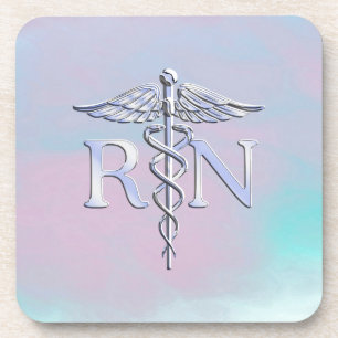 Chrome Style RN Caduceus Medical Moeder Pearl Kijk Bier Onderzetter