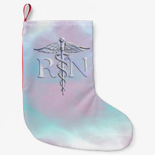 Chrome Style RN Caduceus Medical Moeder Pearl Kijk Kleine Kerstsok