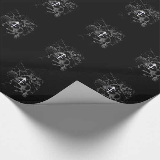 Chrome Style Sagittarius Zodiac Sign on Hevelius Cadeaupapier (Hoek)