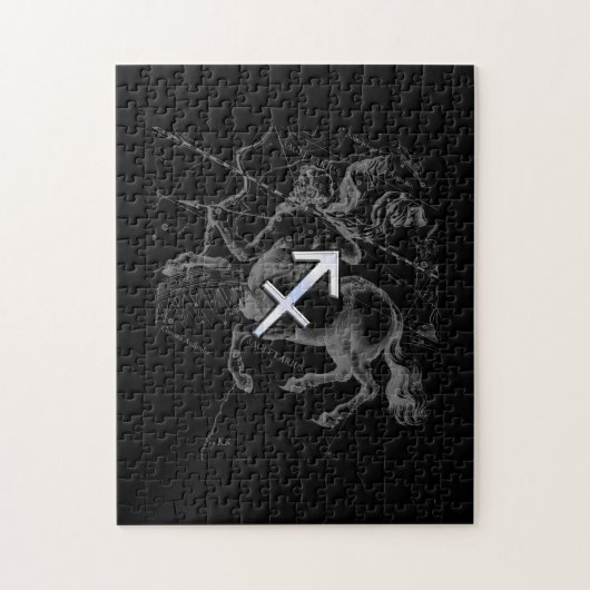 Chrome Style Sagittarius Zodiac Sign on Hevelius Legpuzzel (Verticaal)