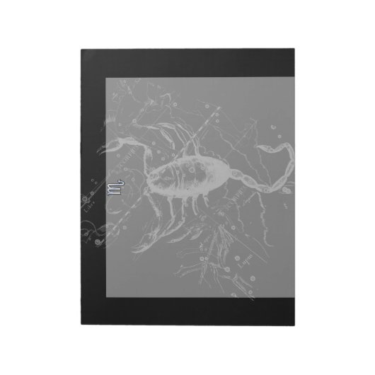 Chrome Style Schorpioen Sterrenbeeld op Hevelius Notitieblok (Gedraaid)