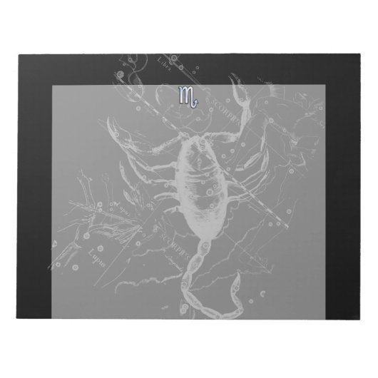 Chrome Style Schorpioen Sterrenbeeld op Hevelius Notitieblok (Voorkant)