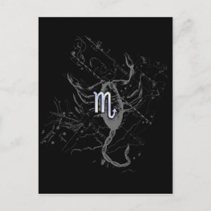 Chrome Style Scorpio Zodiac Symbol op Hevelius Briefkaart