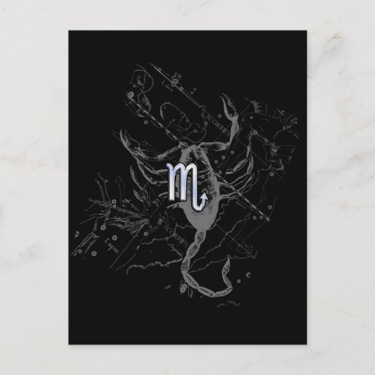 Chrome Style Scorpio Zodiac Symbol op Hevelius Briefkaart (Voorkant)