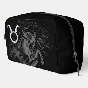 Chrome Style Taurus Zodiac Sign op Hevelius Black Toilettasje