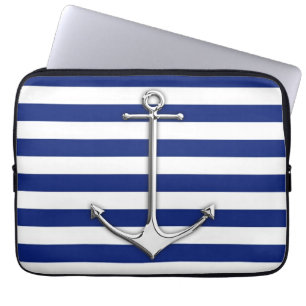 Chrome Style Thin Anchor op marinestapels Laptop Sleeve