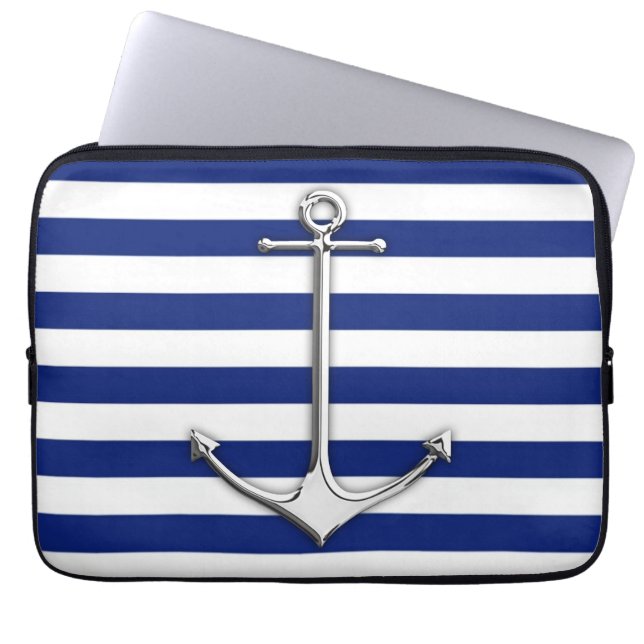Chrome Style Thin Anchor op marinestapels Laptop Sleeve (Voorkant)