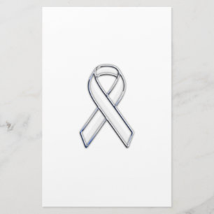 Chrome Style White Ribbon Awareness Briefpapier