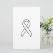 Chrome Style White Ribbon Awareness Briefpapier (Staand voorkant)