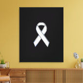 Chrome Style White Ribbon Awareness Canvas Afdruk (Insitu (Woonkamer))
