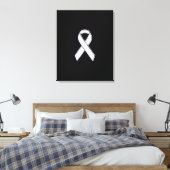 Chrome Style White Ribbon Awareness Canvas Afdruk (Insitu (Slaapkamer))