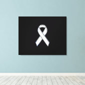 Chrome Style White Ribbon Awareness Canvas Afdruk (Insitu (Houten vloer))
