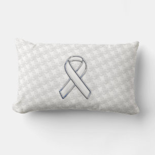 Chrome Style White Ribbon Awareness Houndstooth Kussen