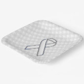 Chrome Style White Ribbon Awareness Houndstooth Papieren Bordje (Gebogen)