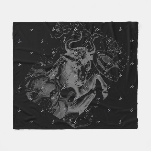 Chrome Taurus Zodiac Sign on Hevelius Style Fleece Deken (Voorkant (Horizontaal))