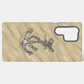 Chrome Touw Anker in het Zanddecor Samsung Galaxy Hoesje (Achterkant horizontaal)