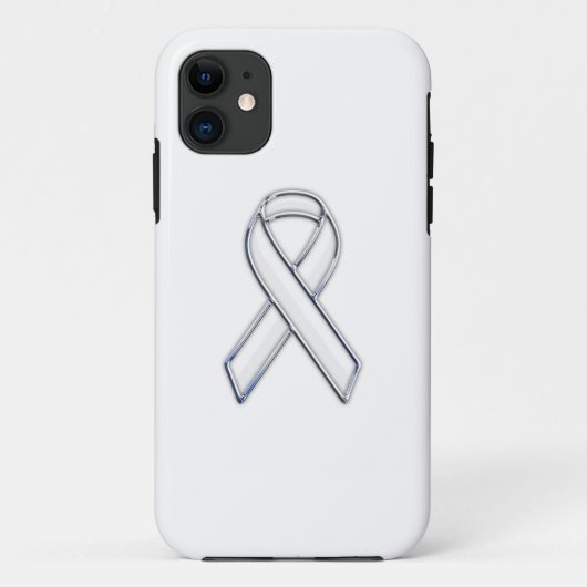 Chrome Trim Style White Ribbon Awareness Case-Mate iPhone Case (Achterkant)
