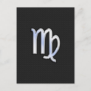 Chrome Virgo Zodiac Sign on slangen skin style Briefkaart