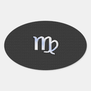 Chrome Virgo Zodiac Sign on slangen skin style Ovale Sticker