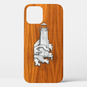 Chrome Vuurtoren op Teakhout iPhone 12 Hoesje