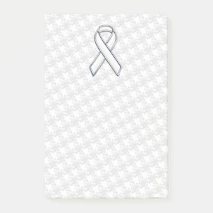 Chrome White over White Ribbon Awareness Houndstoo Post-it® Notes